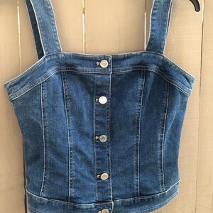 White House Black Market Denim Buttoned Bustier Tank